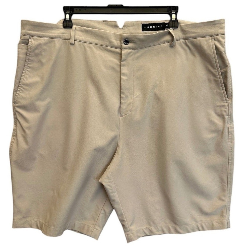 Dunning Golf Shorts Mens 42 Tan Khaki Performance Stretch Athletic Breathable